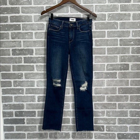 PAIGE Denim - PAIGE Jacqueline Straight Leg Blue Jeans Distressed Womens‎ Size 26